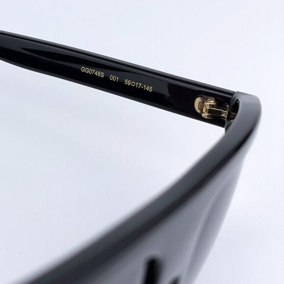 NEW Gucci GG0748S 001 Black Gray Rectangle Men Sunglasses - Picture 8 of 12